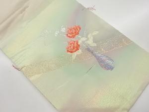 未使用品　花瓶に薔薇模様織出し名古屋帯